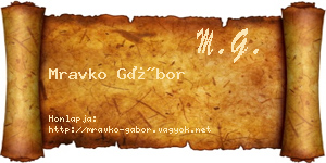 Mravko Gábor névjegykártya